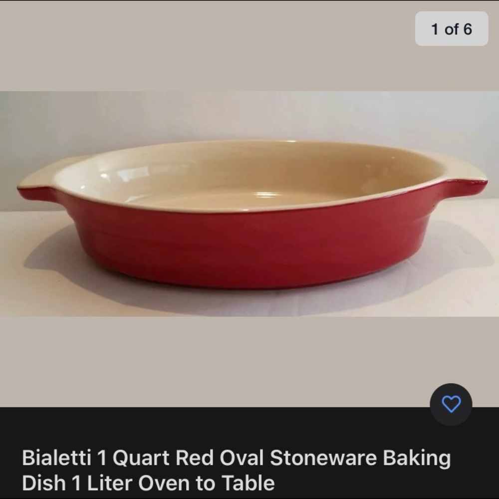 Vintage Bialetti Red Oval Stoneware baking dish